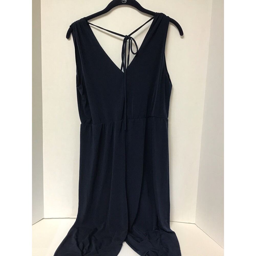 BCBGENERATION Navy Blue V-Neck Sleeveless Wide‎ Leg Dressy Jumpsuit Size XSmall